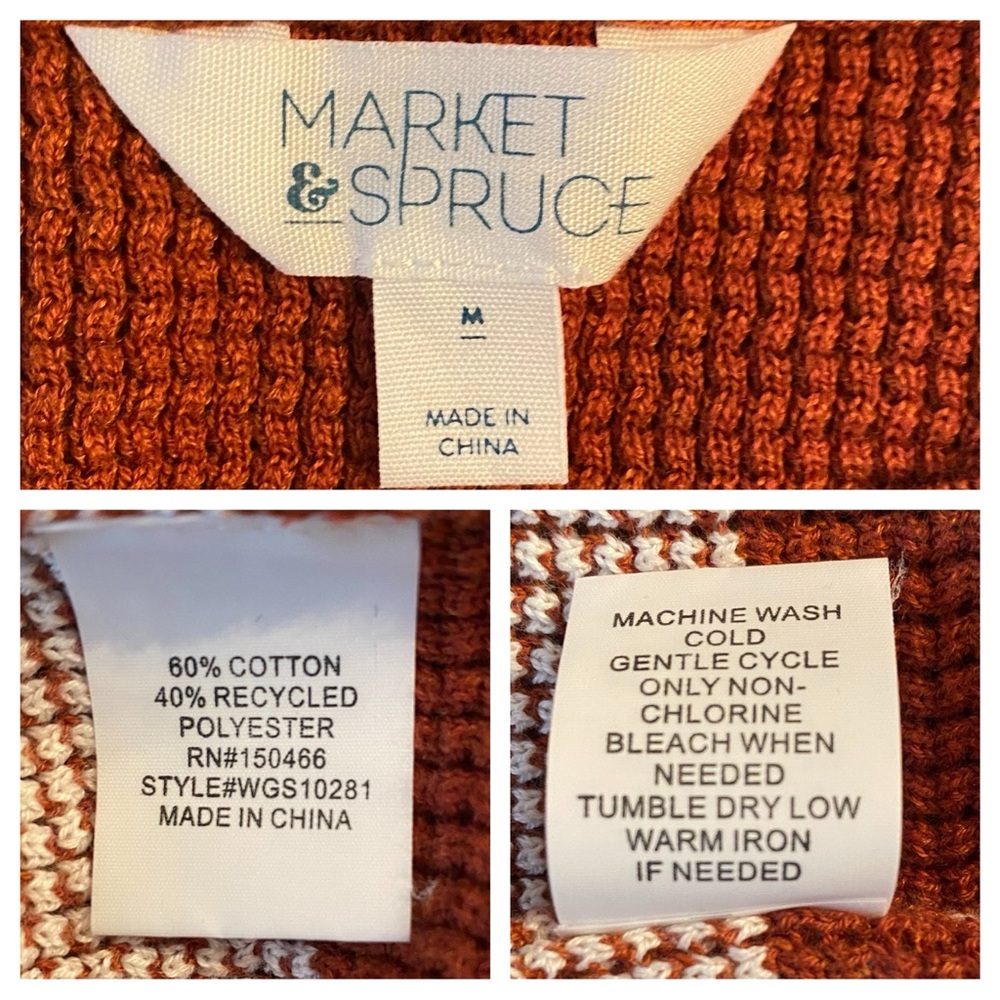 Market & Spruce Striped Weave Rust Sweater SZ M - Picture 13 of 13